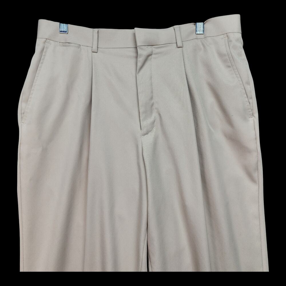 Walter Hagen Men 34x28 Beige Khaki Flat Front Cuffed Dress Pants Trousers Career - Picture 4 of 15